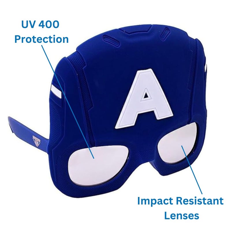 Sun-Staches Marvel Official Captain America Sunglasses | Costume Accessory Mask | UV400 | One Size Fits Most - Image 4